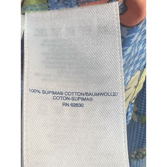 Lands' End Button up, No iron top Blue Standard Size 8 Floral Long Sleeve Shirt - Picture 4 of 6